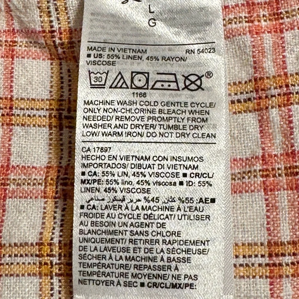 Old Navy Tiered Linen Blend Flutter Sleeve Swing Plaid Tiered Ruffle Dress - Picture 11 of 11